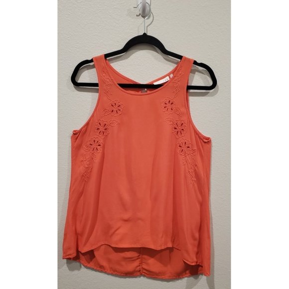 LUQ Marvelo Orange Eyelet Detail Top - Picture 1 of 5